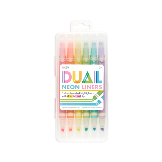 Dual Liner Double Ended Neon Highlighters - Set of 6