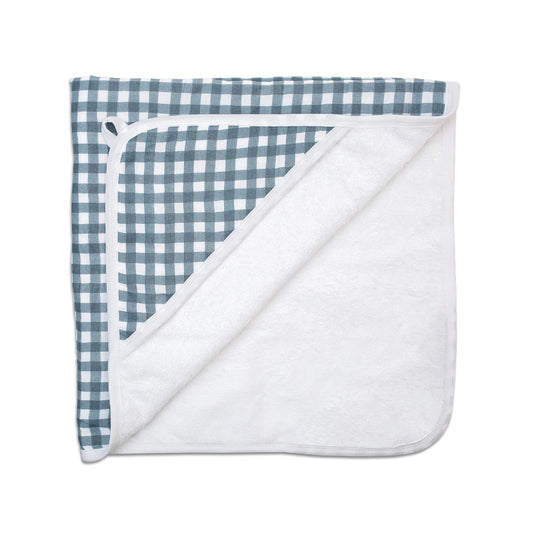 Baby Hooded Towel - Navy Gingham