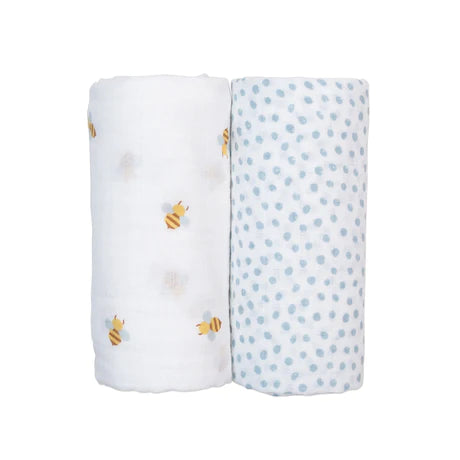 2-pack Cotton Swaddles - Bees & Dots