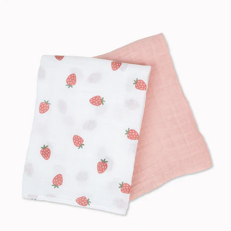 2-pack Cotton Swaddles - Strawberry & Ballet Slipper