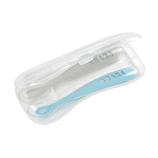 Silicone First Age Spoons Set – Travel Set of 2 – Windy Blue