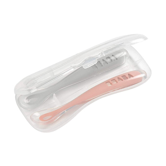 Silicone First Age Spoons Set – Travel Set of 2 – Old Pink